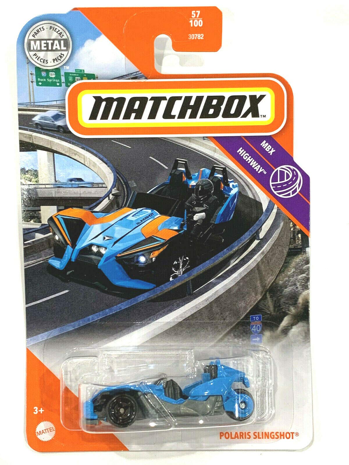 Matchbox MBX Highway 57/100 Polaris SlingSh0t Blue Die-Cast Toy Vehicle