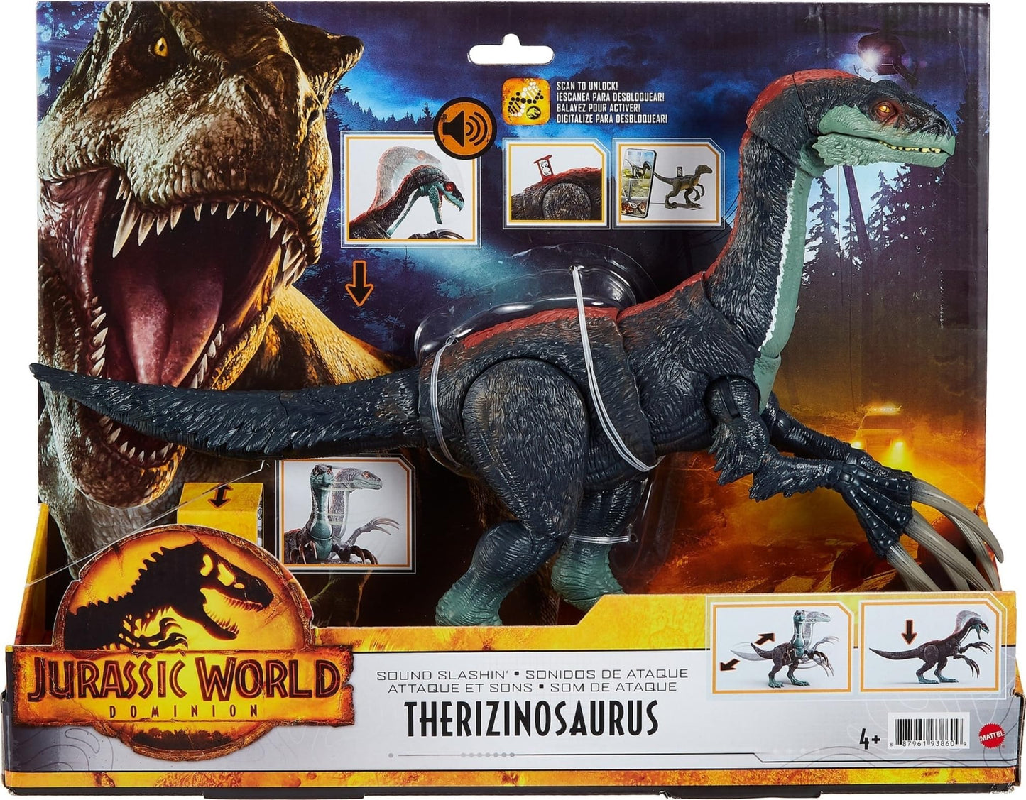 Mattel Jurassic World Dominion Sound Slashin Therizinosaurus Action Figure with AR