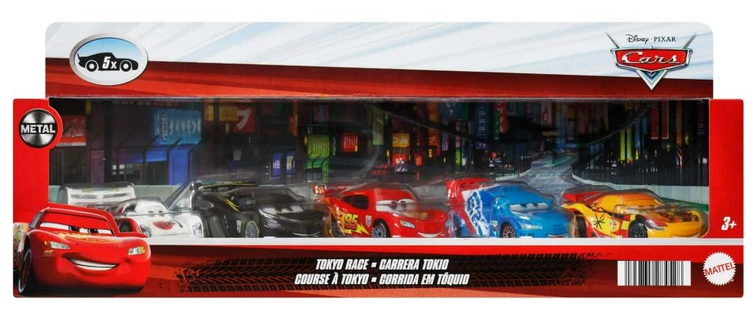 Mattel Cars 3 Tokyo Race 5 Pack – Shu Todoroki, Lewis Hamilton, Lightning McQueen with Racing Wheels