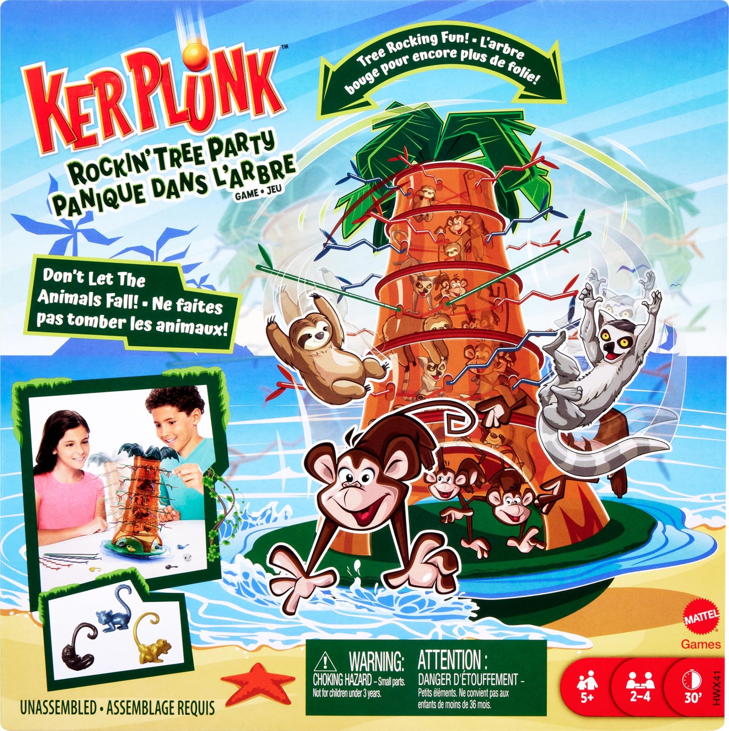 Mattel Games KerPlunk Rockin' Tree Party Game — Animal Pieces, Family Fun