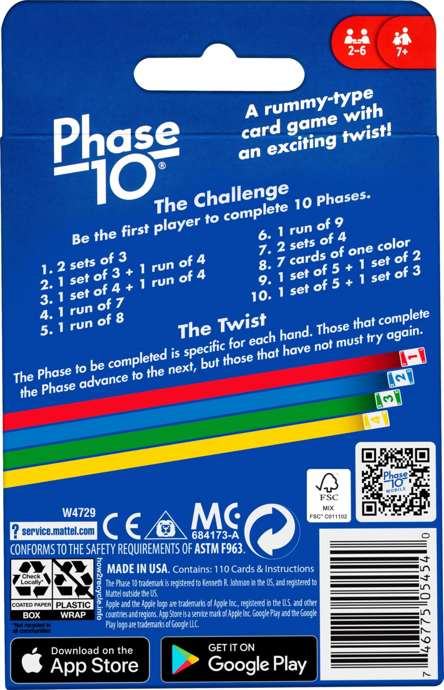 Mattel Games Phase 10 Card Game – 108 Cards, Family Night Fun for Ages 7+