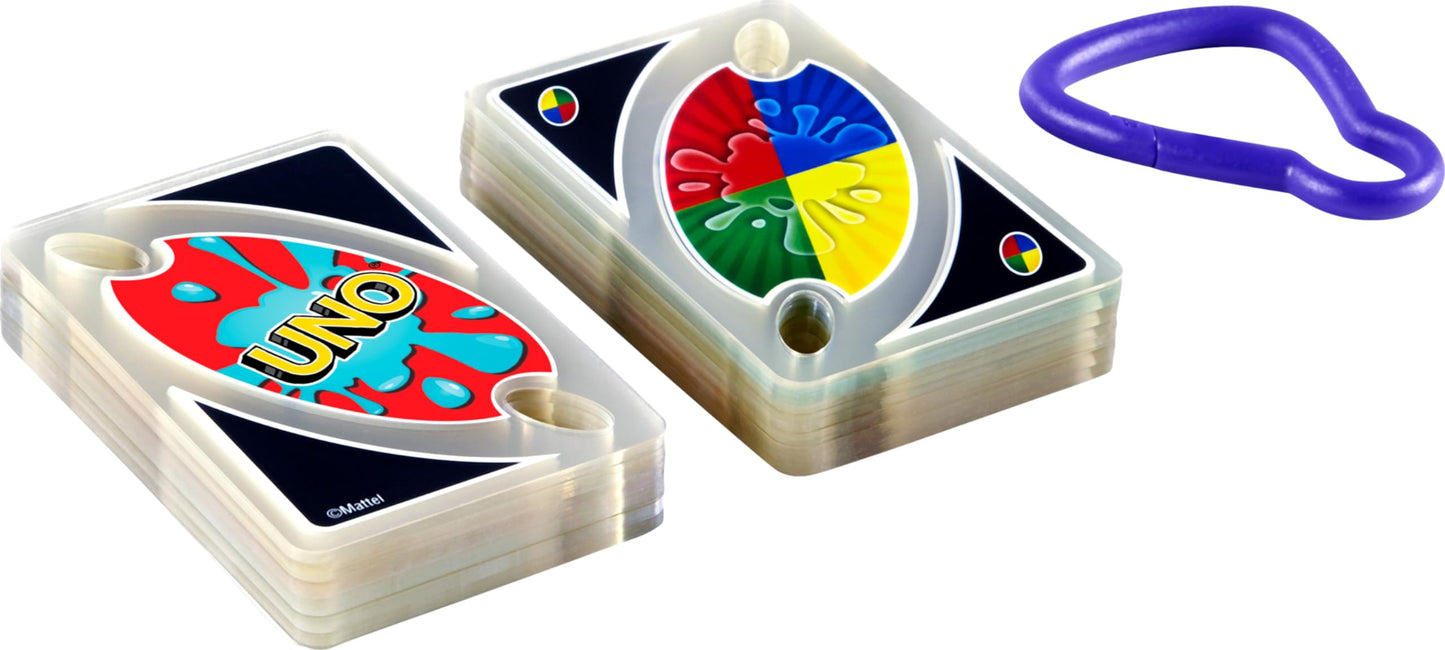 UNO Splash Card Game – Waterproof Cards with Clip for Travel | Mattel Games