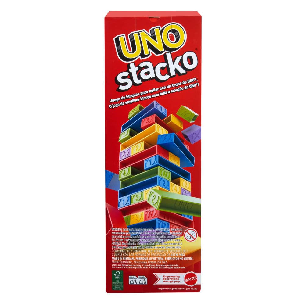 Mattel Games UNO Stacko: 45-Block Stacking UNO for Kids & Family