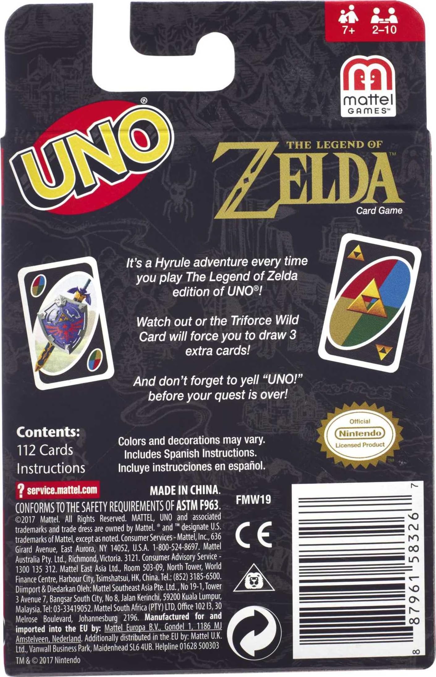 Mattel Games UNO: The Legend of Zelda Card Game for Family Night – Themed Graphics & Triforce Rule