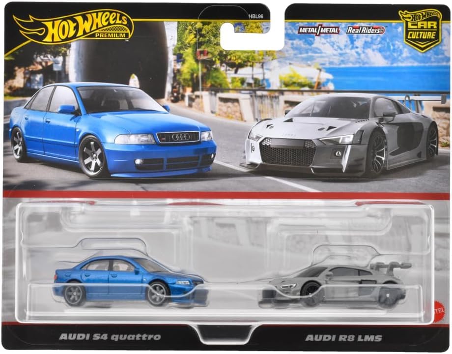 Mattel Hot Wheels Premium 2-Pack: Audi S4 Quattro & Audi R8 LMS