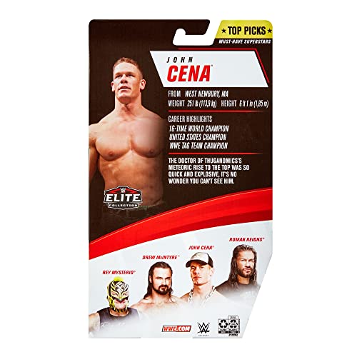 Mattel WWE Top Picks Elite John Cena 6-Inch Action Figure – Deluxe Articulation & Ring Gear