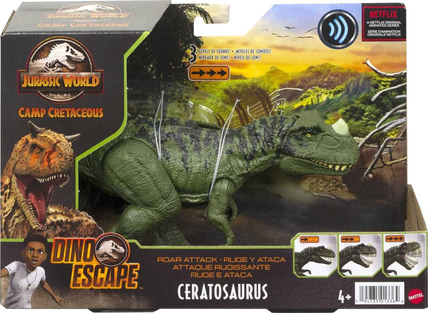 Mattel Jurassic World Camp Cretaceous Roar Attack Ceratosaurus — Motion & Sound Figure