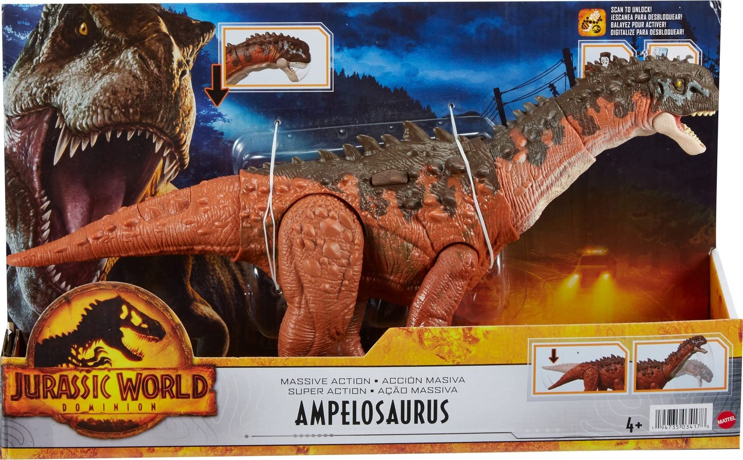 Mattel Jurassic World Dominion Ampelosaurus Massive Action Dino Figure with AR