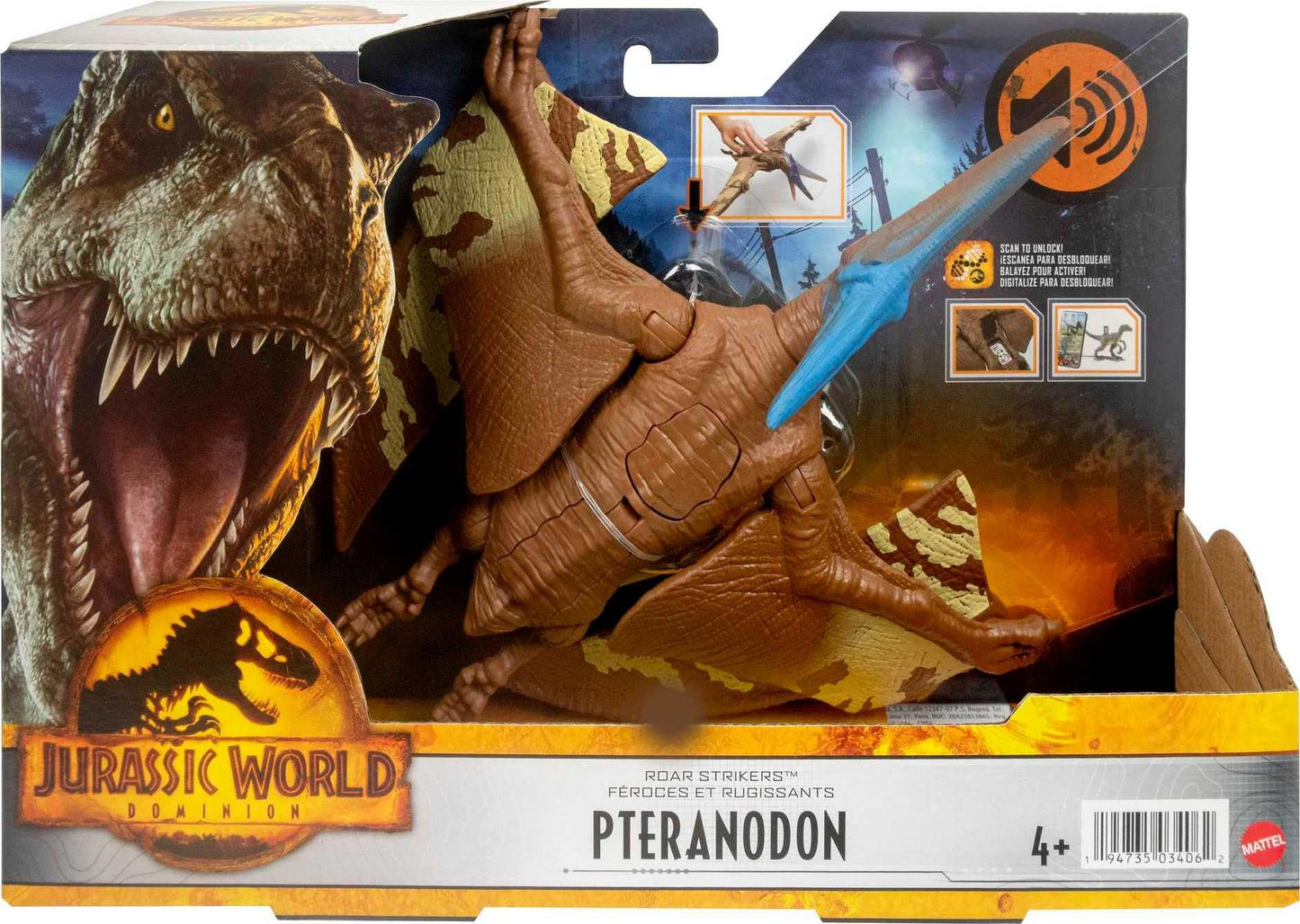 Mattel Jurassic World Dominion Roar Strikers Pteranodon — AR Action, Roaring Sound & Bite Attack