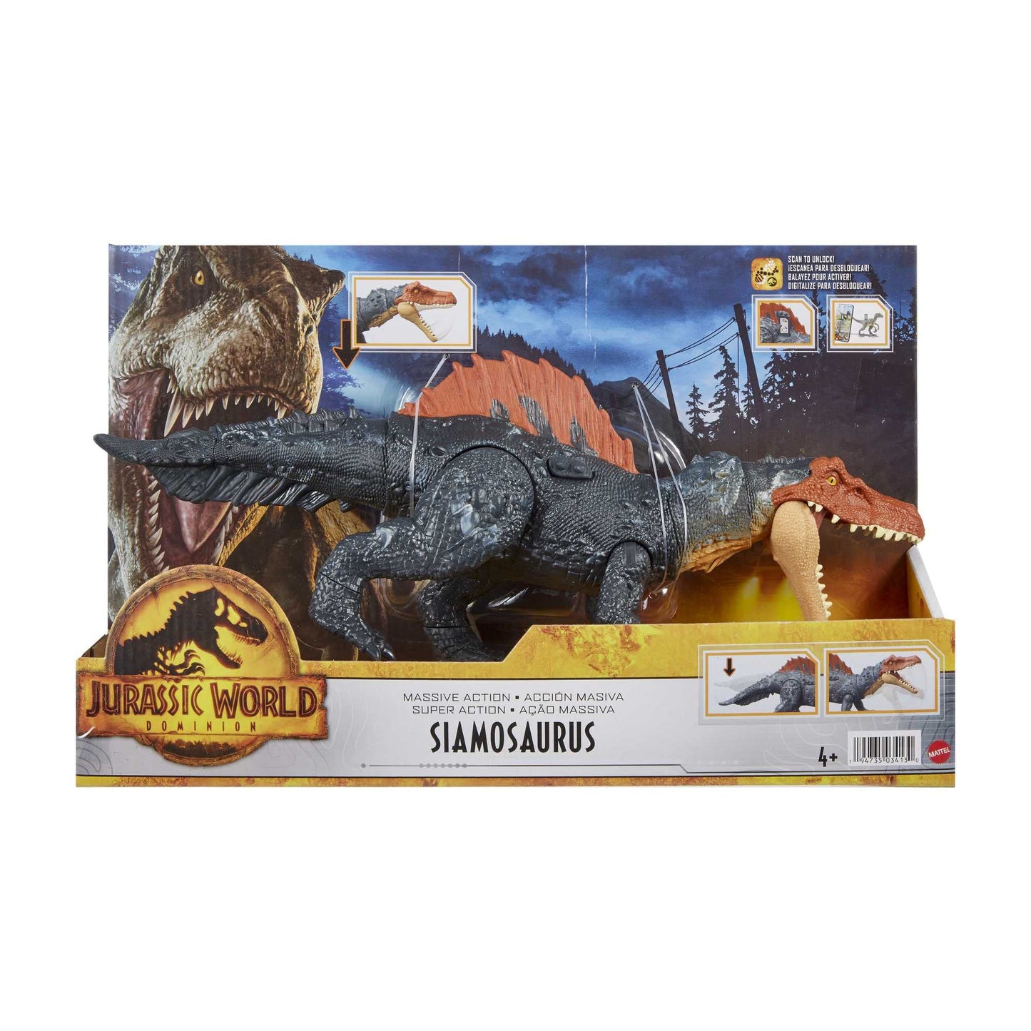 Mattel Jurassic World Dominion Siamosaurus Massive Action Figure with AR – Attack Motion & Chomp