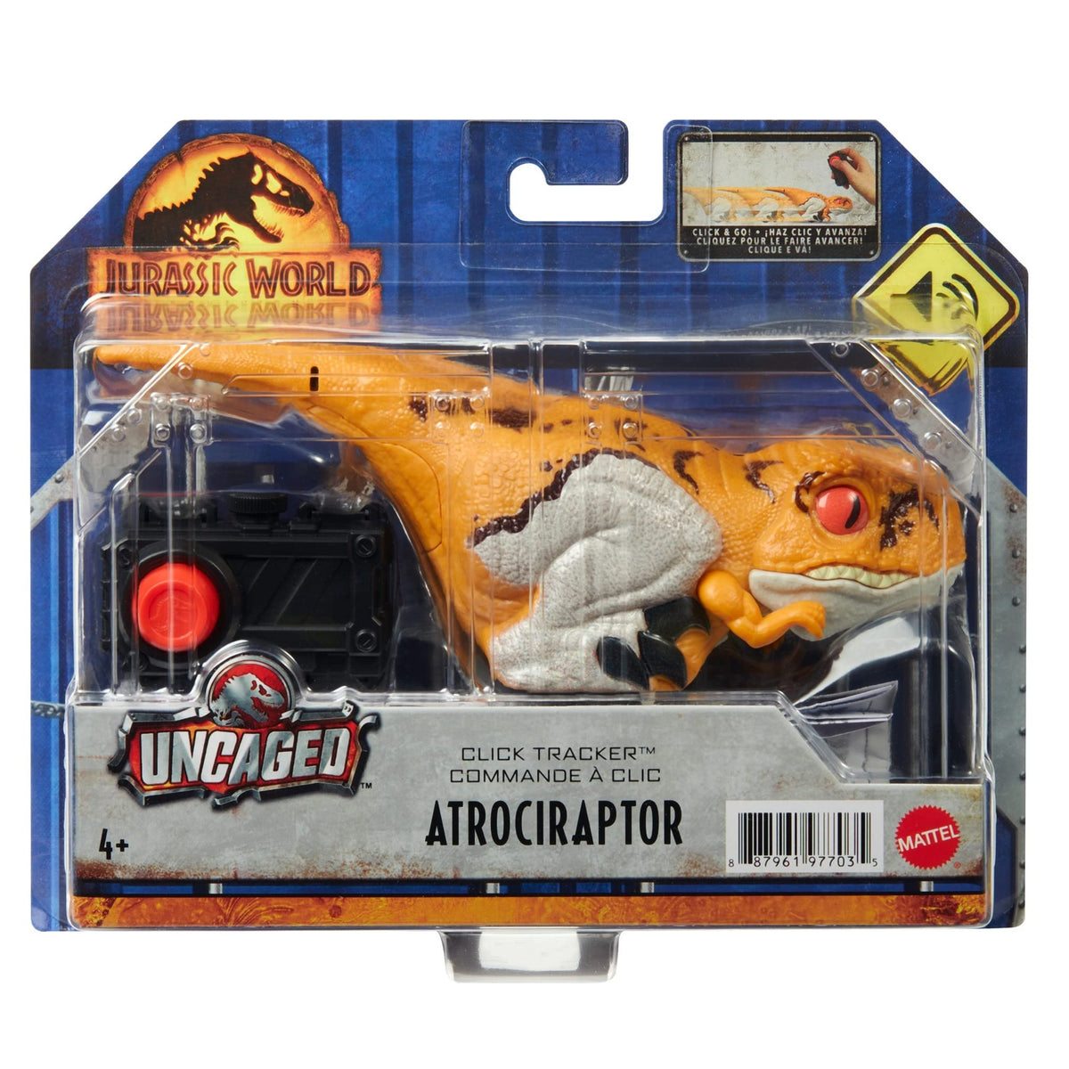 Mattel Jurassic World Dominion Uncaged Atrociraptor Toy – Clicker-Controlled Motion & Sound