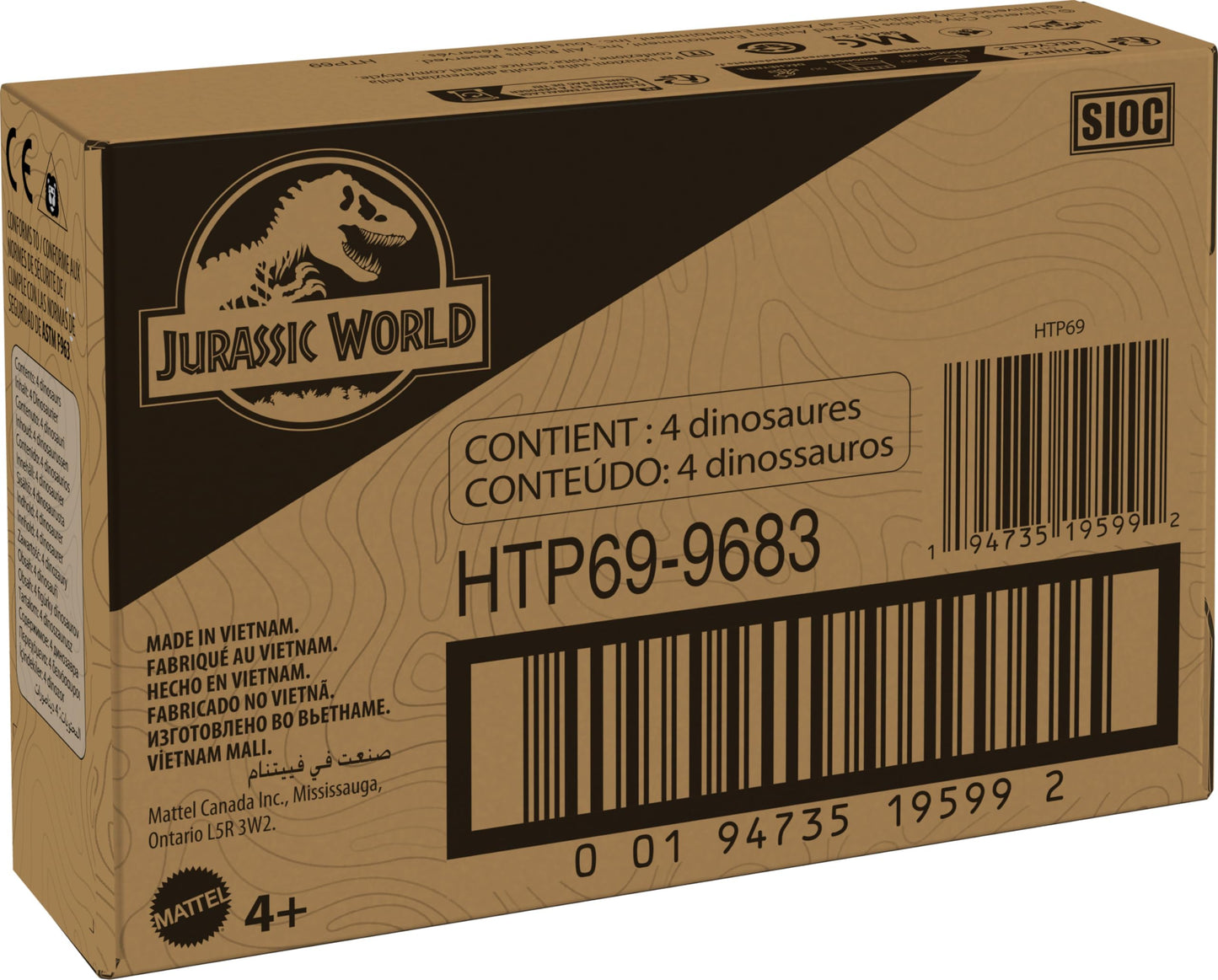 Mattel Jurassic World Hidden Hatchers 4-Pack — 2-in-1 Egg to Dinosaur