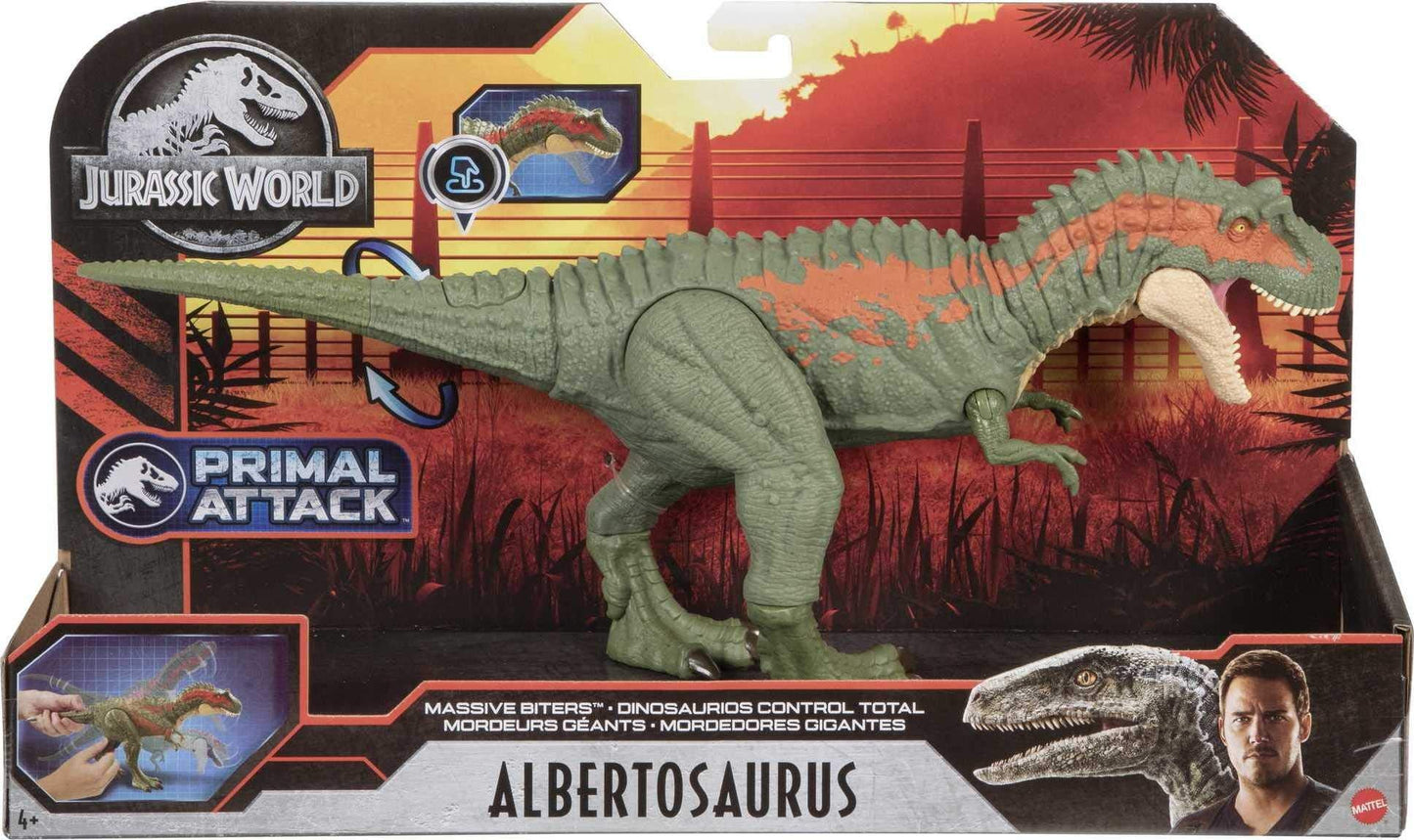 Mattel Jurassic World Massive Biters Albertosaurus Action Figure | Tail-Activated Strike & Chomping Motion