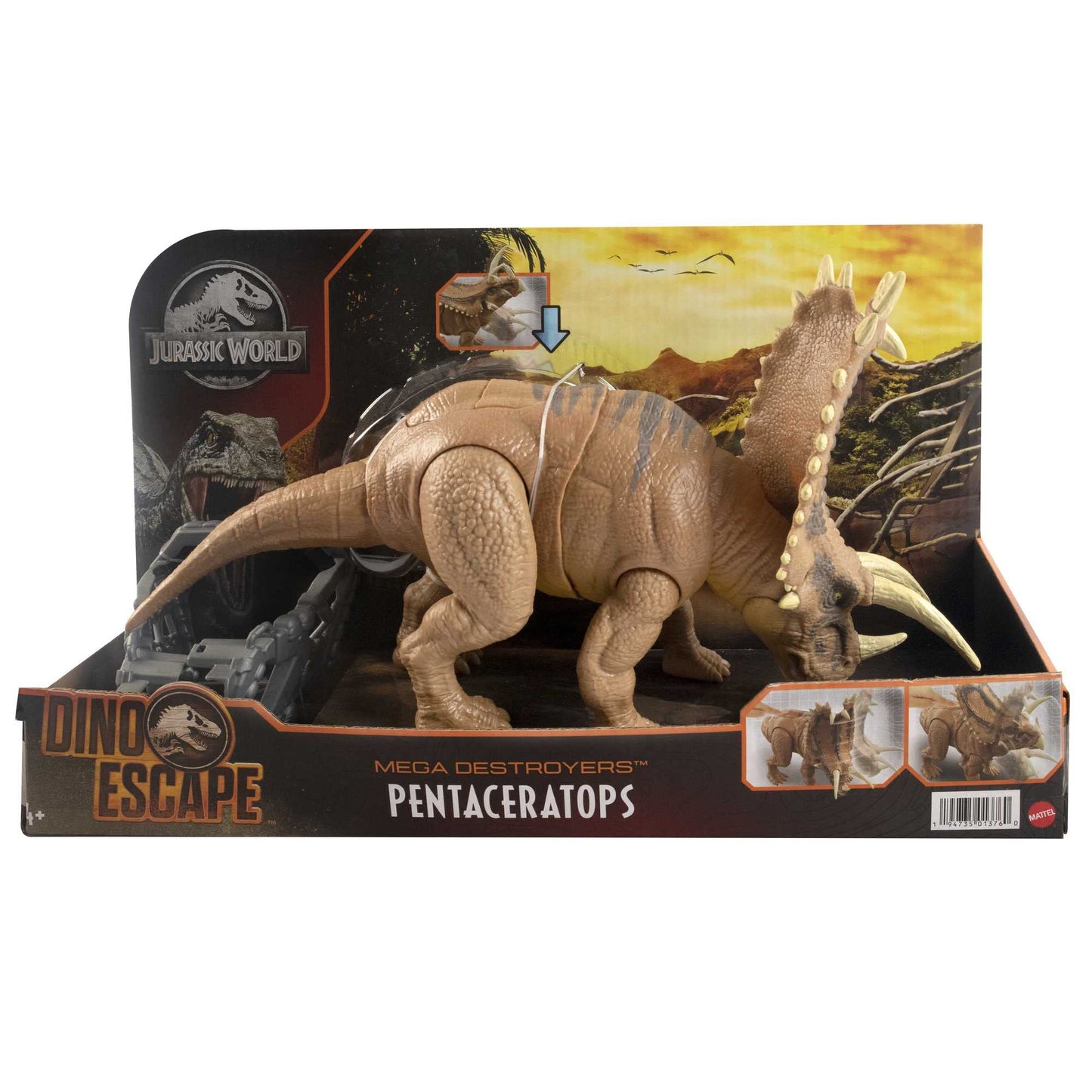 Mattel Jurassic World Mega Destroyers Pentaceratops – Attack Motion & Breakaway Accessory Dino Toy