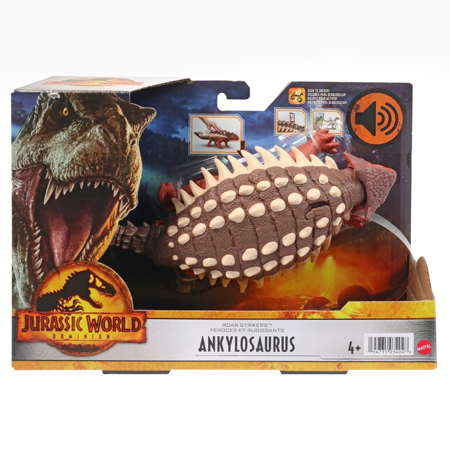 Mattel Jurassic World Dominion Roar Strikers Ankylosaurus — Roar & Tail Whip Action