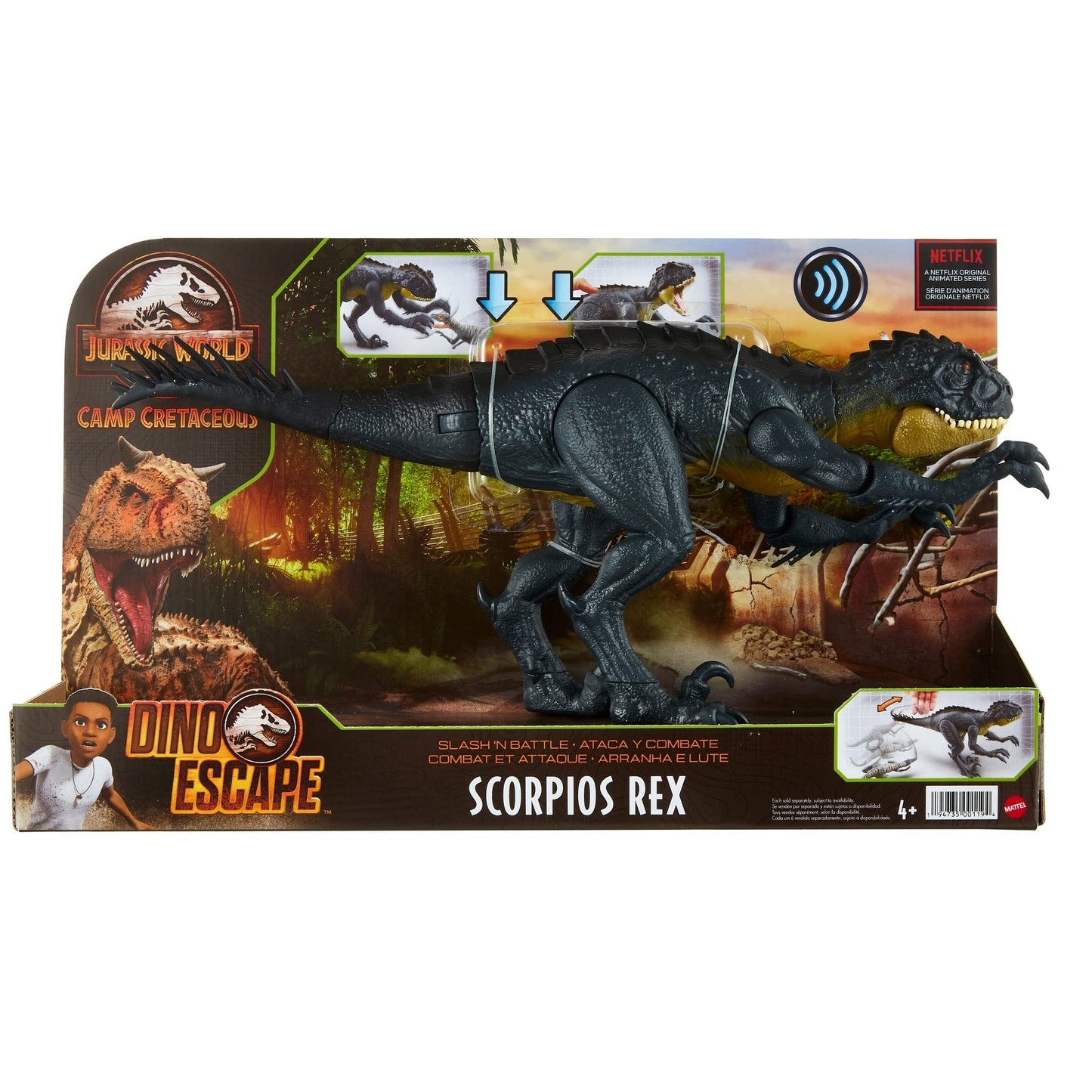 Mattel Jurassic World Slash 'N Battle Scorpios Rex Action Figure – Camp Cretaceous