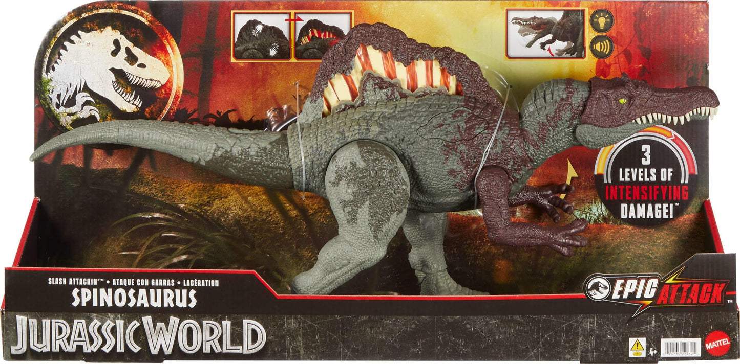 Mattel Jurassic World Epic Attack Spinosaurus Action Figure – 21-Inch Battle Dinosaur