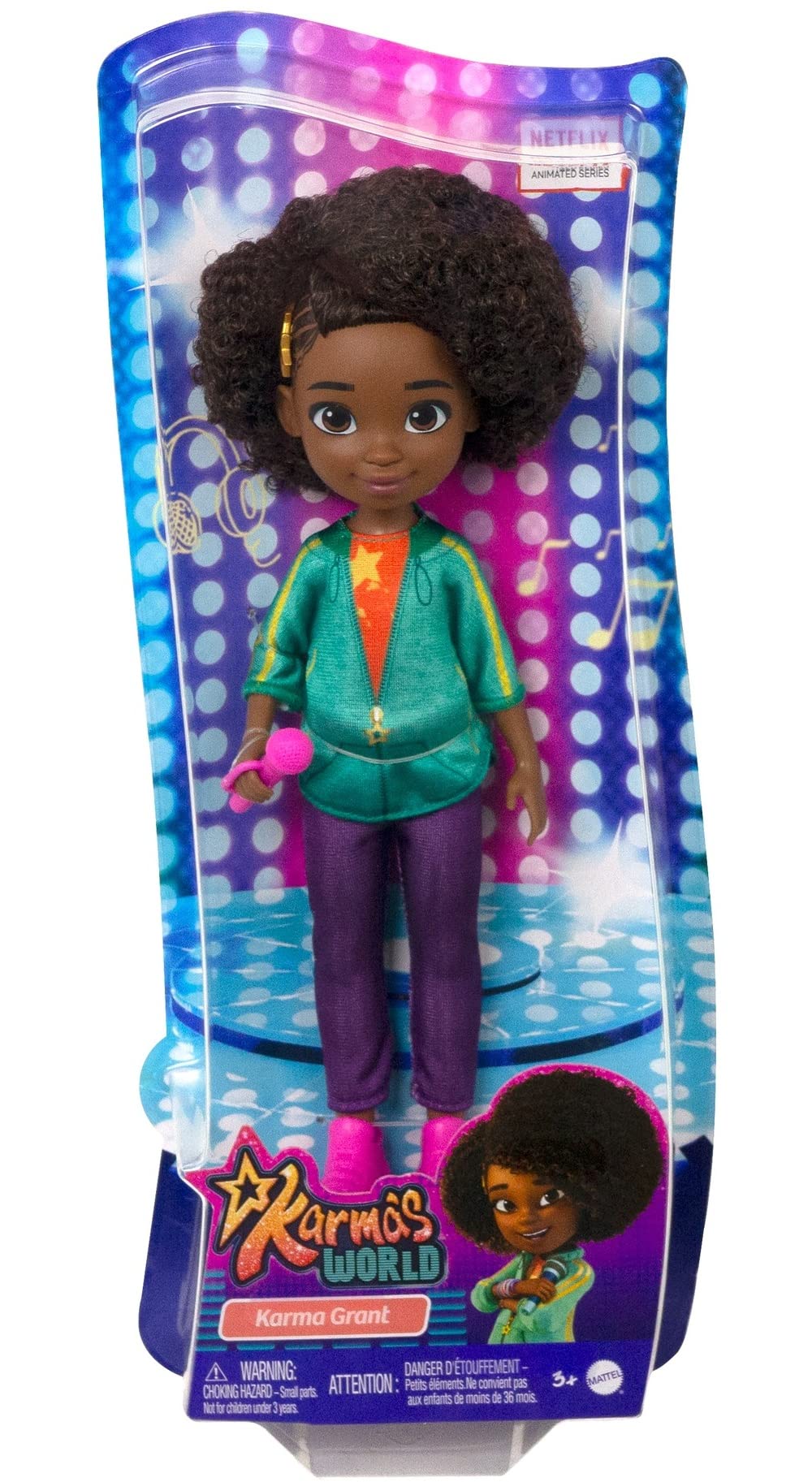 Mattel Karma’s World Karma Grant Doll with Microphone Accessory – 8.74-Inch Figure