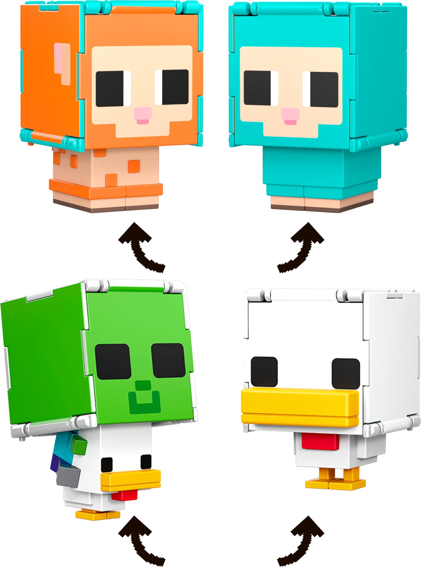 Mattel Minecraft Flippin' Figs 2-Pack: Sheep & Chicken Jockey – 3.75-Inch Pixelated Figures
