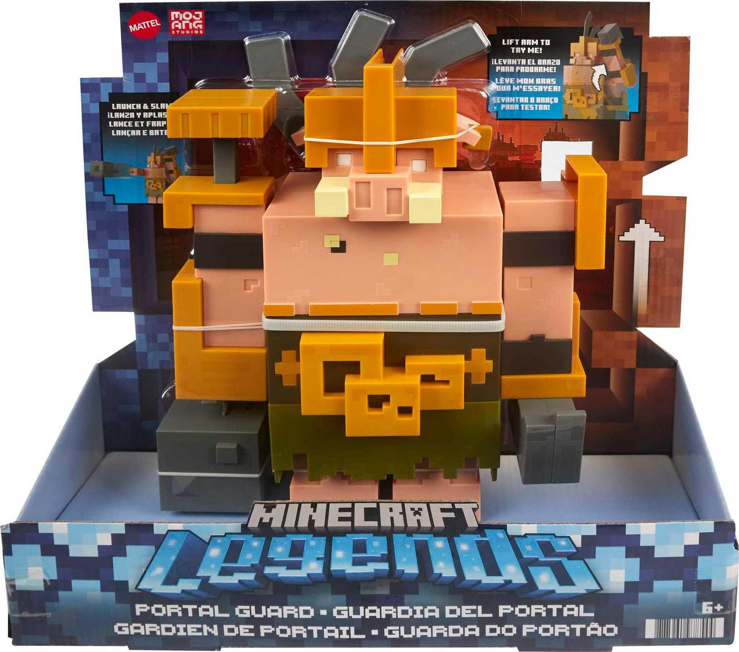 Mattel Minecraft Legends Portal Guard Action Figure – 3.25-Inch Collectible with 2 Attack Moves