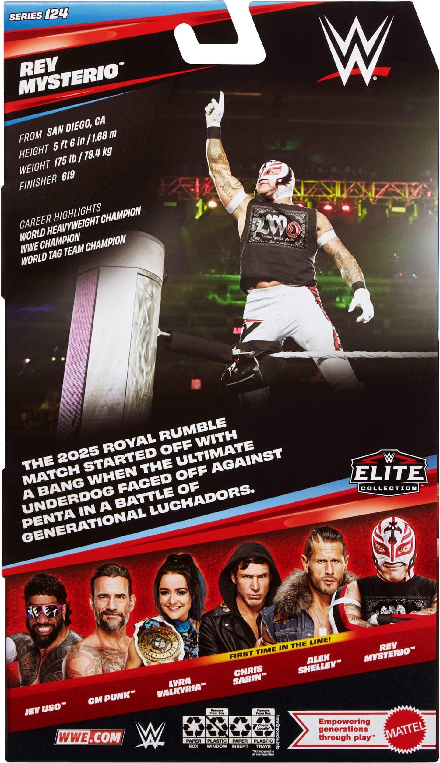 Mattel WWE Elite Rey Mysterio Figure Series #125 – 6-Inch, 25 Points of Articulation, Swappable Hands & Accessories