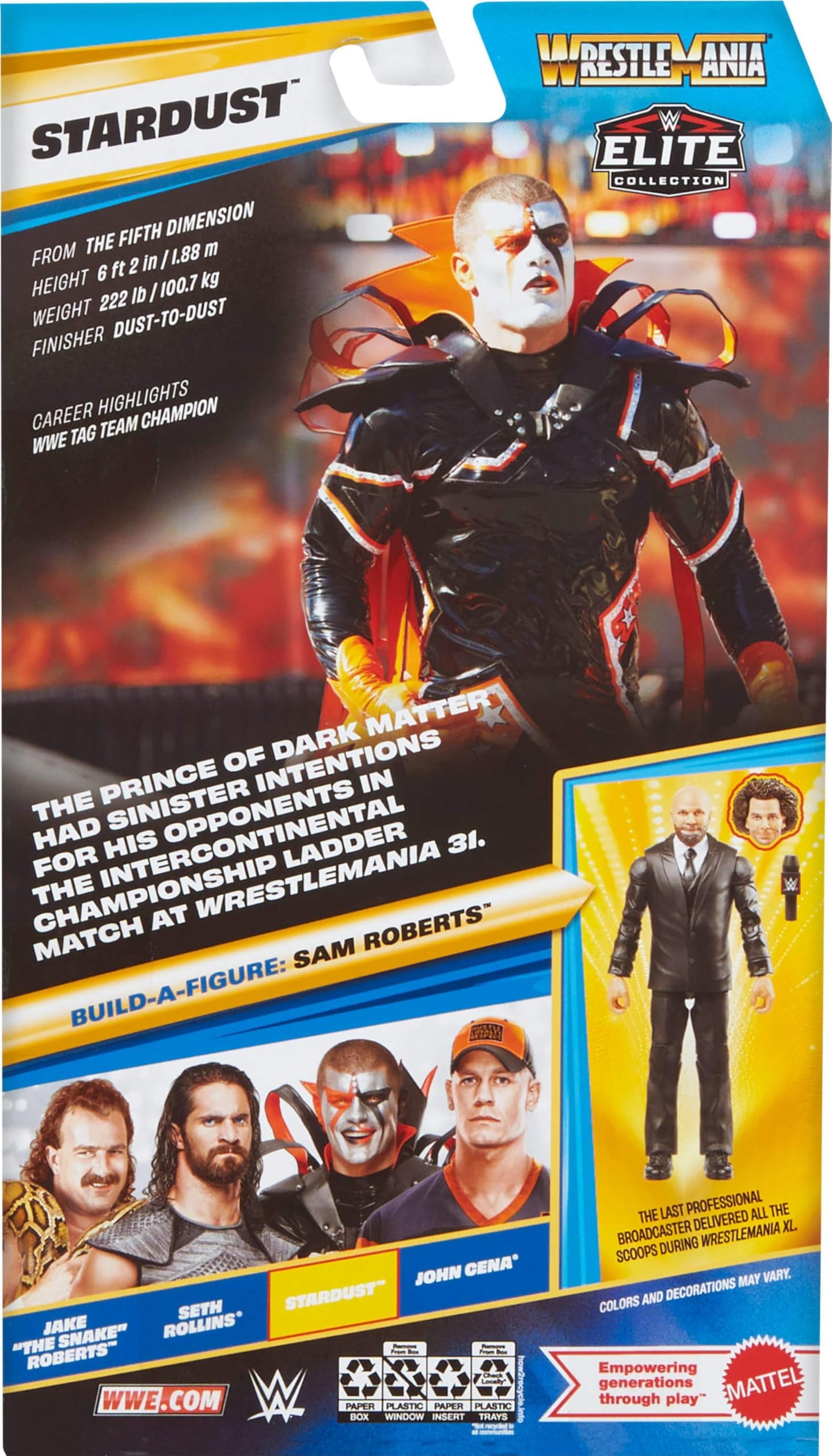 Mattel WWE Elite Premium Live Event Stardust Set – WrestleMania Build-A-Figure Parts
