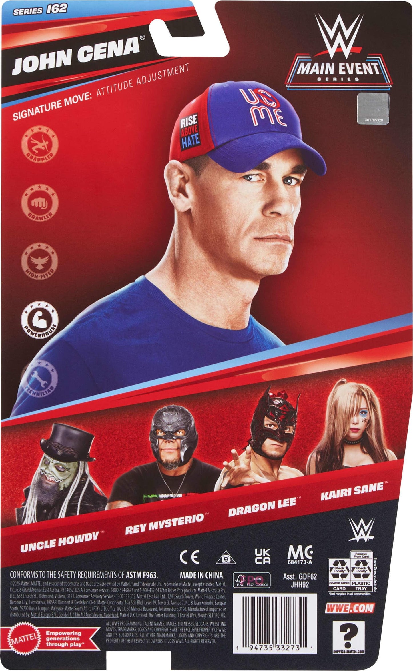 Mattel WWE John Cena Action Figure – Main Event Series #162, 6-Inch Collectible with 14 Points of Articulation