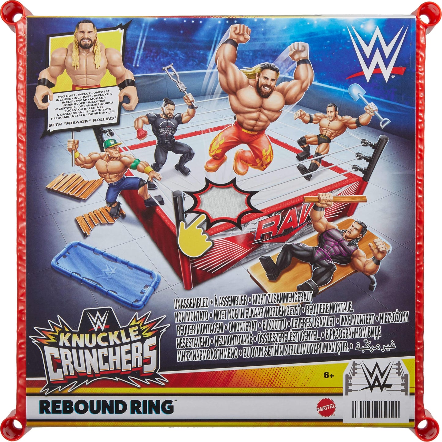 Mattel WWE Knuckle Crunchers Rebound Ring Playset with Seth Rollins Figure