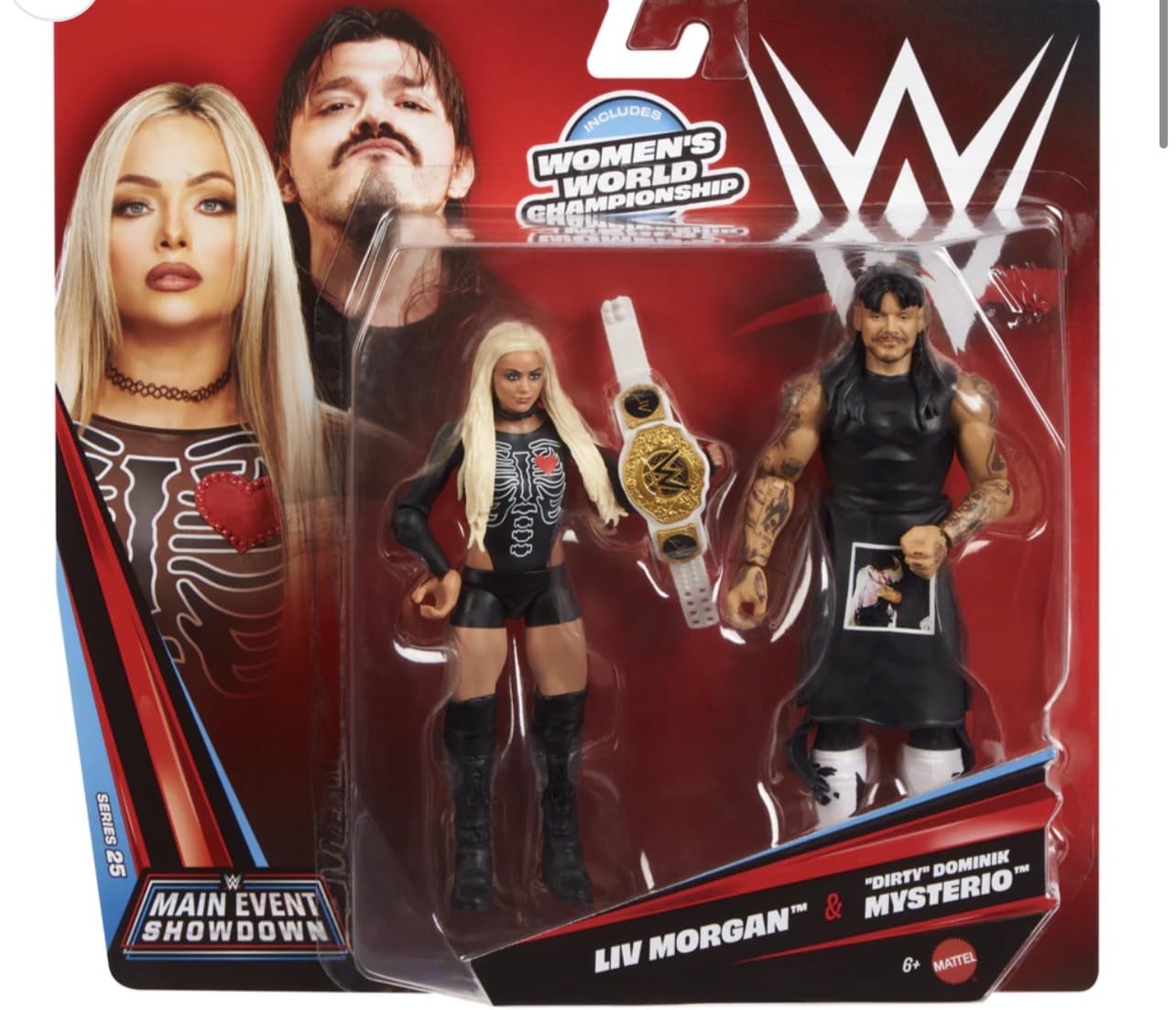 Mattel WWE Main Event Showdown 2-Pack: Dirty Dominik Mysterio & Liv Morgan, 6-Inch Collectibles – Series 25
