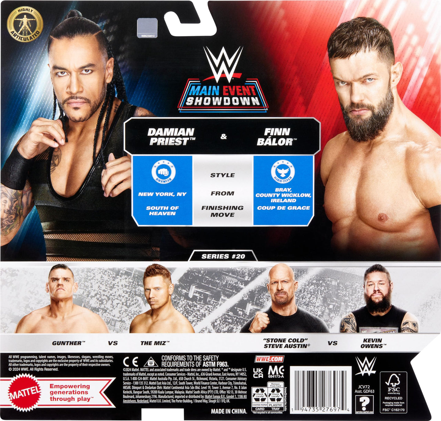 Mattel WWE Main Event Championship Showdown 2-Pack: Damian Priest & Finn Balor – Collectible Action Figures