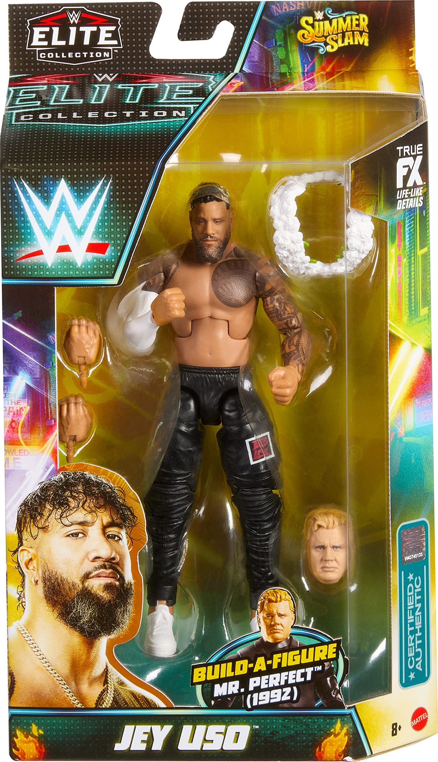 Mattel WWE Elite SummerSlam Jey Uso Figure with Mr. Perfect BAF Parts
