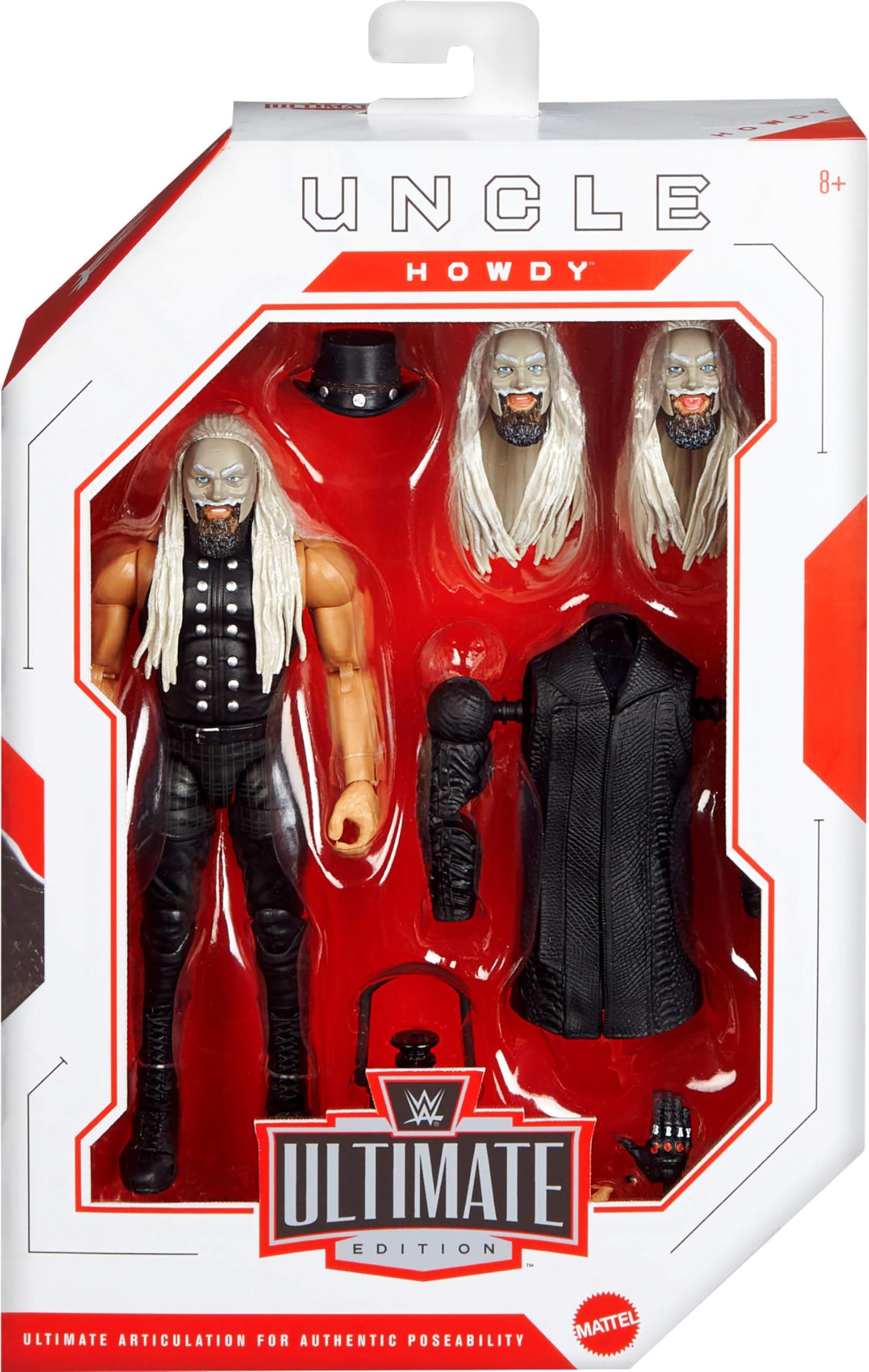 Mattel WWE Ultimate Edition Uncle Howdy 6-Inch Action Figure with Swappable Heads & 30+ Articulation Points