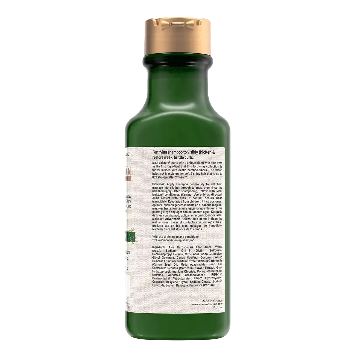 Maui Moisture Thicken & Restore + Bamboo Fiber Shampoo Strengthening Care for Weak, Brittle Hair 385 ml/13.1 oz
