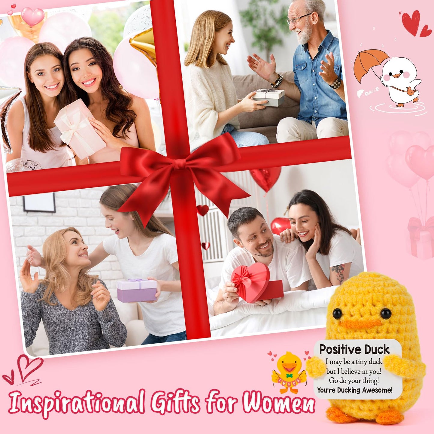 MBL Valentines Inspirational Gifts for Women – Funny Crochet Duck for Her, Stress Relief & Cheer