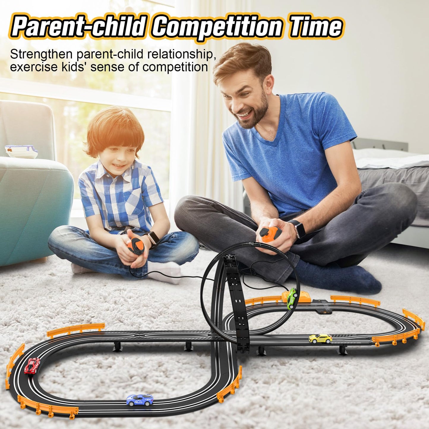 Mccreadee Slot Car Race Track Set – Dual Controllers, 18.4 ft Circuit, 1:64 Scale Cars
