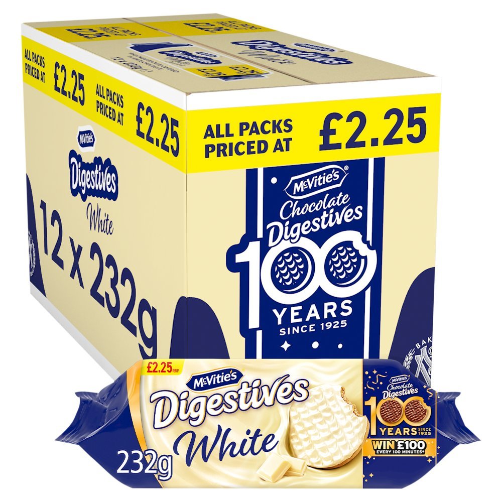 McVitie's Digestives White Chocolate PMP 232g (Box of 12)