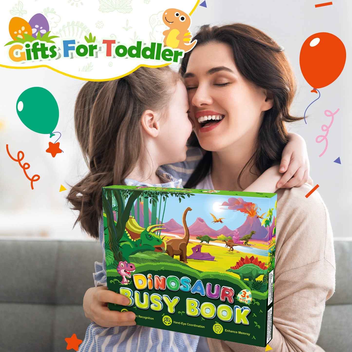 MDINGTD Dinosaur Busy Book for Kids 3-5 | Montessori Preschool Learning Toy