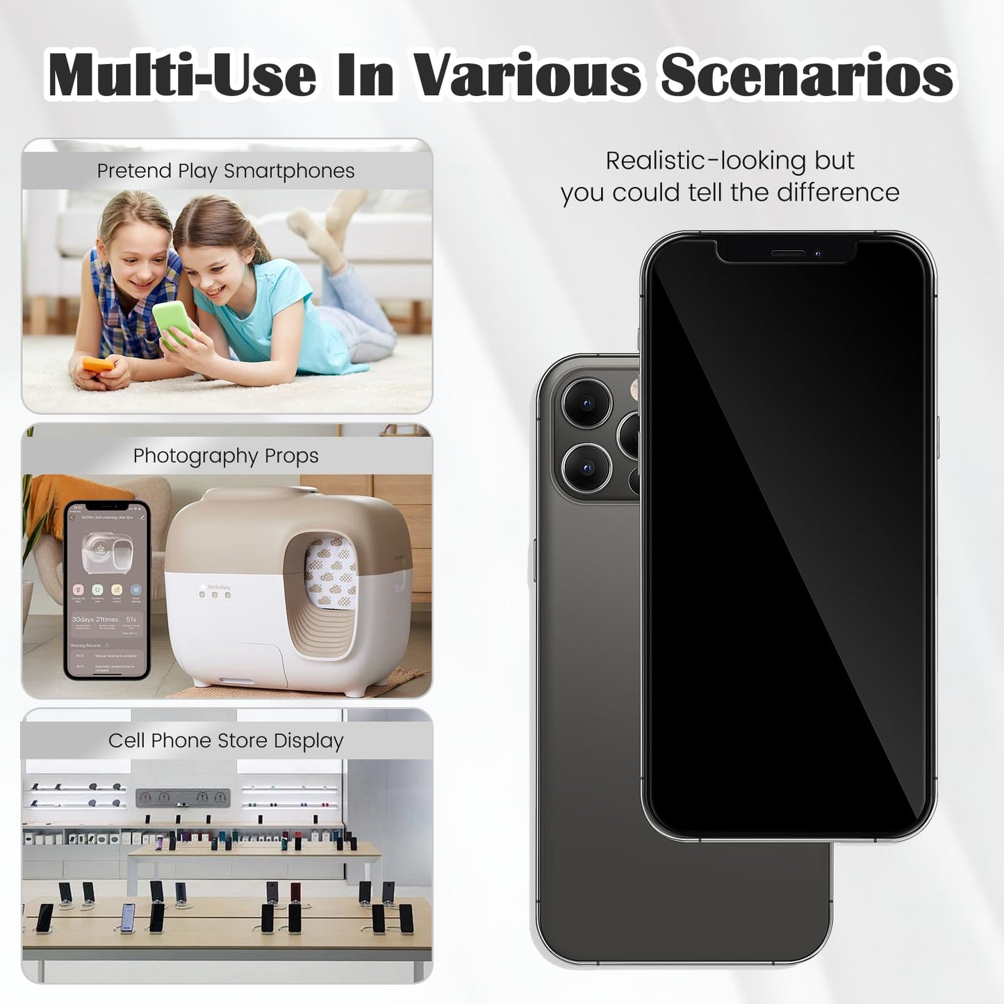 Mearar Non-Working Replica 1:1 Phone Dummy Display for Phone 12 Pro / 12 Pro Max – Grey, 6.1in