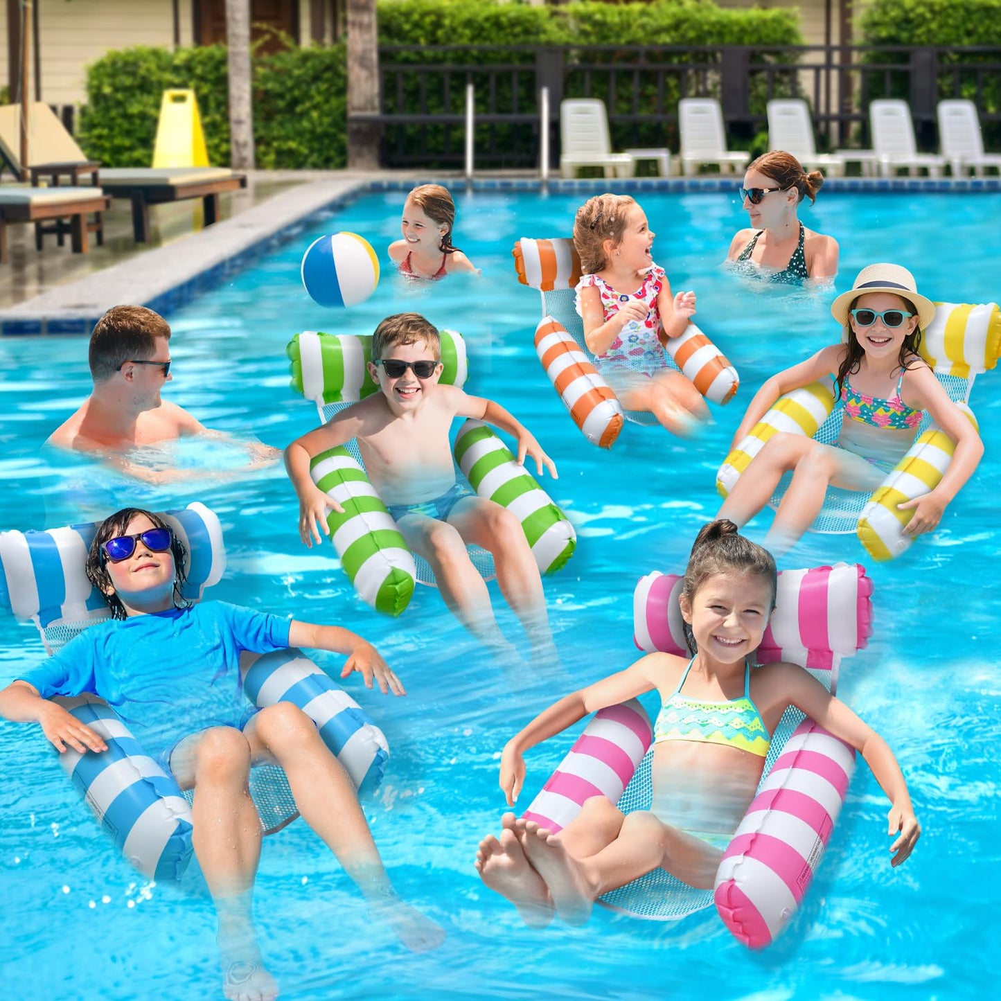 Meegoo Pool Floats Kids – 3 Pack Triple-Tube Pool Hammock Float Set