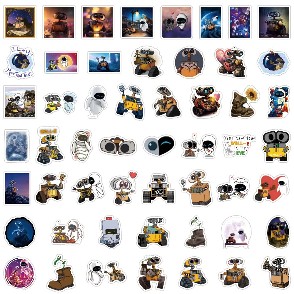 Meet Holiday 50PCS Movie Walle Sticker Set – Waterproof Vinyl Decals for Laptop, Water Bottle & More
