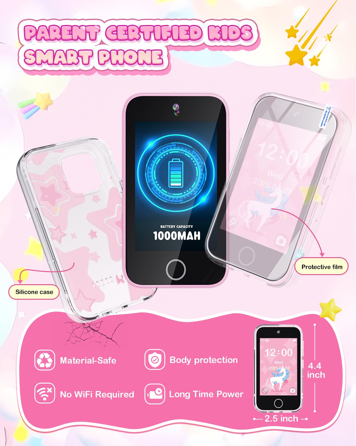 Meetrye Kids Smart Phone for Girls – 3.5in Touchscreen, Dual Camera, Games & Habit Tracking