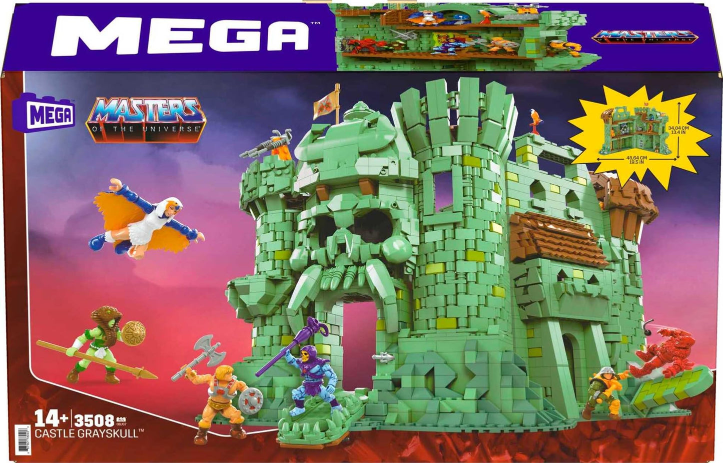 MEGA Castle Grayskull Building Set – 3508 Pieces, 6 Poseable Micro Figures, 13+ Inches Tall | Mega Brands