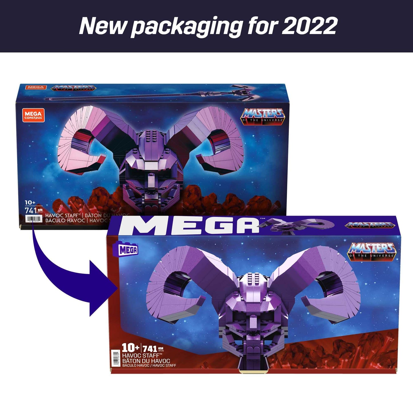 MEGA Masters of The Universe Havoc Staff Building Set – 741 Pieces, 40.5-Inch Length | Mega Brands