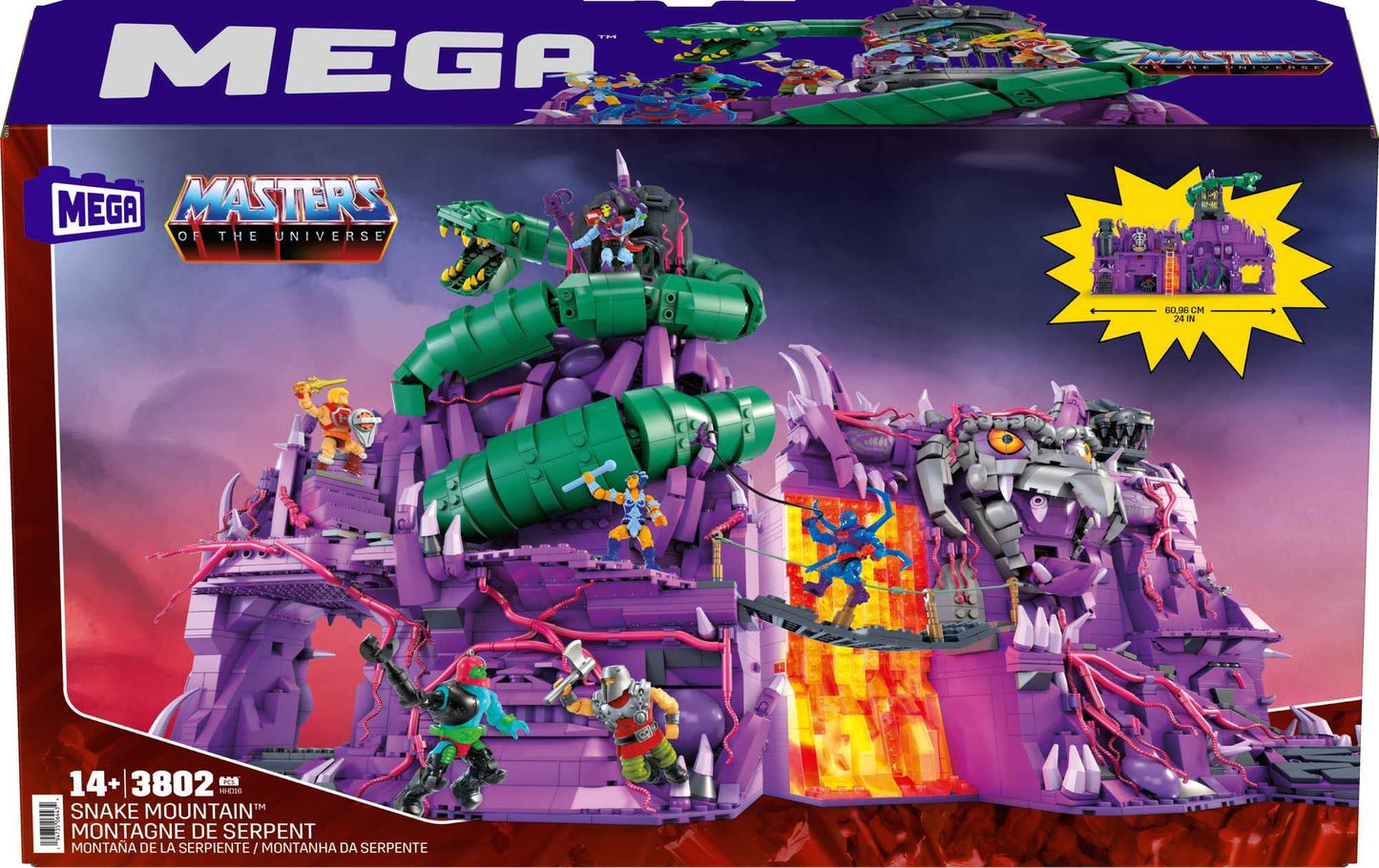 MEGA Snake Mountain Building Set – 3802 Pieces, 24-Inch Wide, 6 Micro Figures | Adult MOTU Collectible