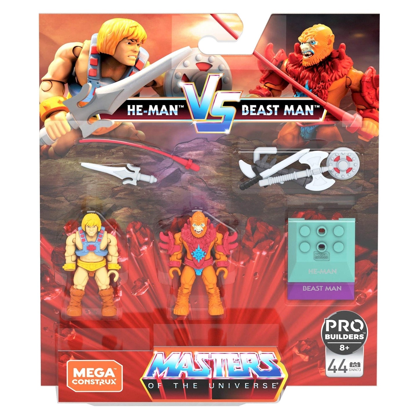 Mega Construx Heroes: He-Man vs Beast Man — Buildable Micro Figures with 12 Points of Articulation | Mega Brands