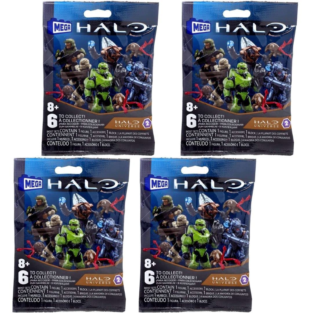 Mega Construx Halo Universe Series 2 Blind Bag Mini Figures — Pack of 4 (Ages 8+)