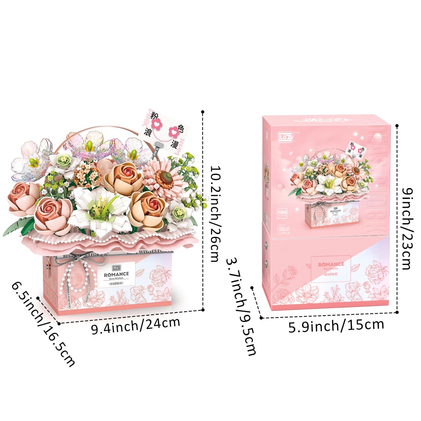 MEIEST Flower Bouquet Building Blocks Set – Handheld Gift Box & Rose Bonsai Model