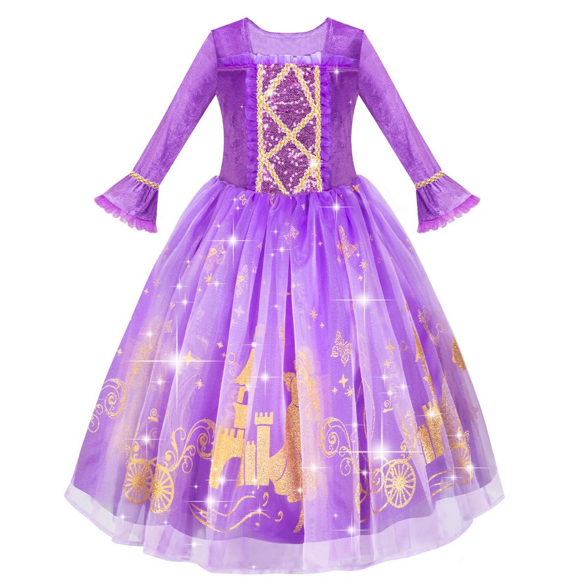 Meland Princess Dress Up for Girls 3-8 | Purple Velvet Costume & Accessories