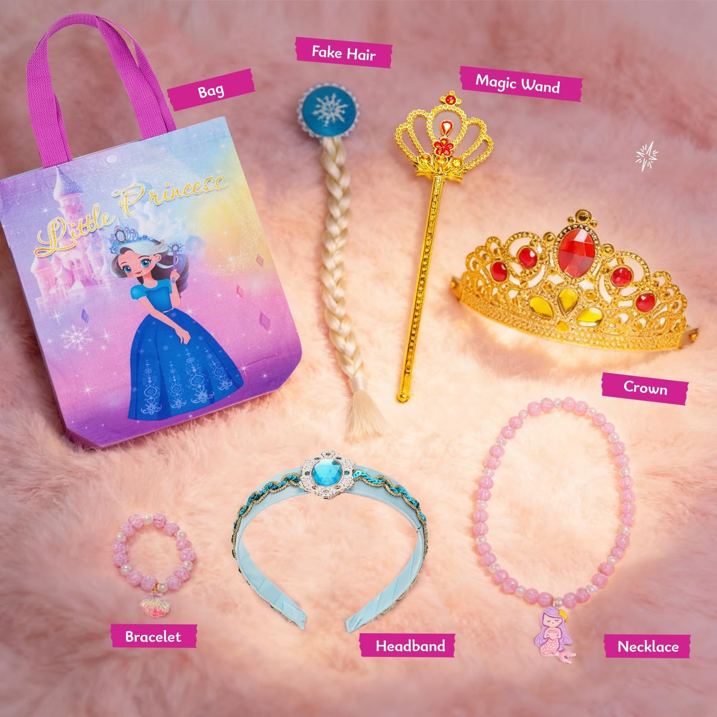 Meland Princess Dress Up Set for Girls 3-8 | 4 Outfits & Accessories