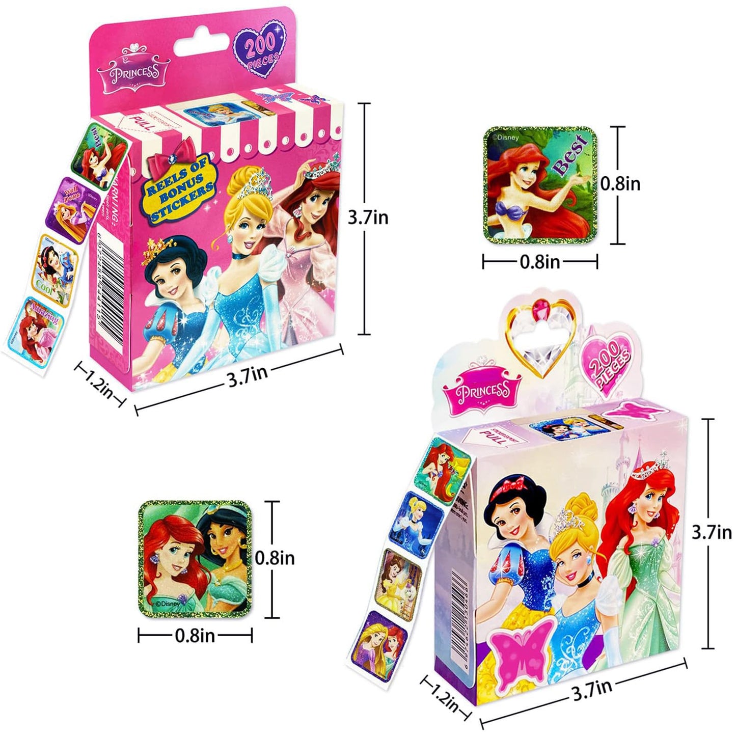 Melego 2 Pack Princess Stickers – 400 Self-Adhesive Labels, 20 Designs for Laptop, Water Bottle & Phone